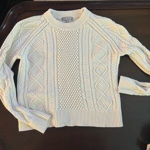 J. Crew Cream Crew Neck Cable Knit Sweater